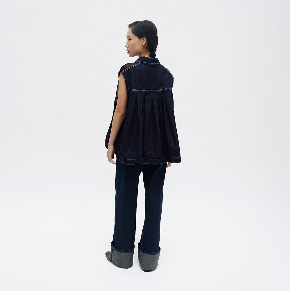 Carmen Half Mesh Vest - Blue or Love Collection