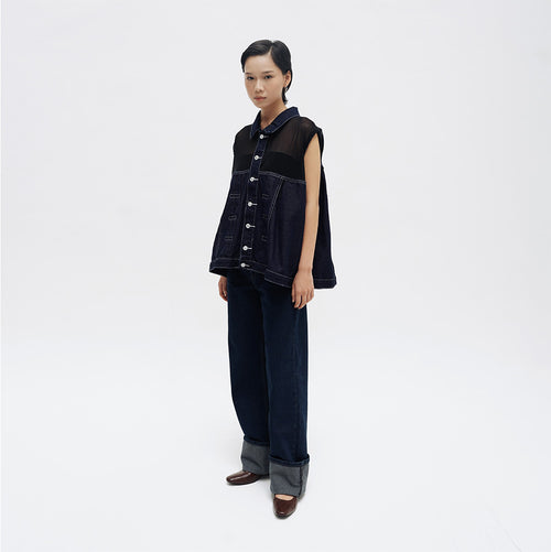 Carmen Half Mesh Vest - Blue or Love Collection