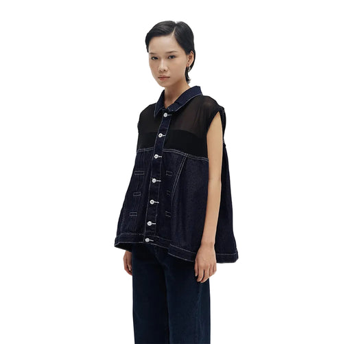 Carmen Half Mesh Vest - Blue or Love Collection
