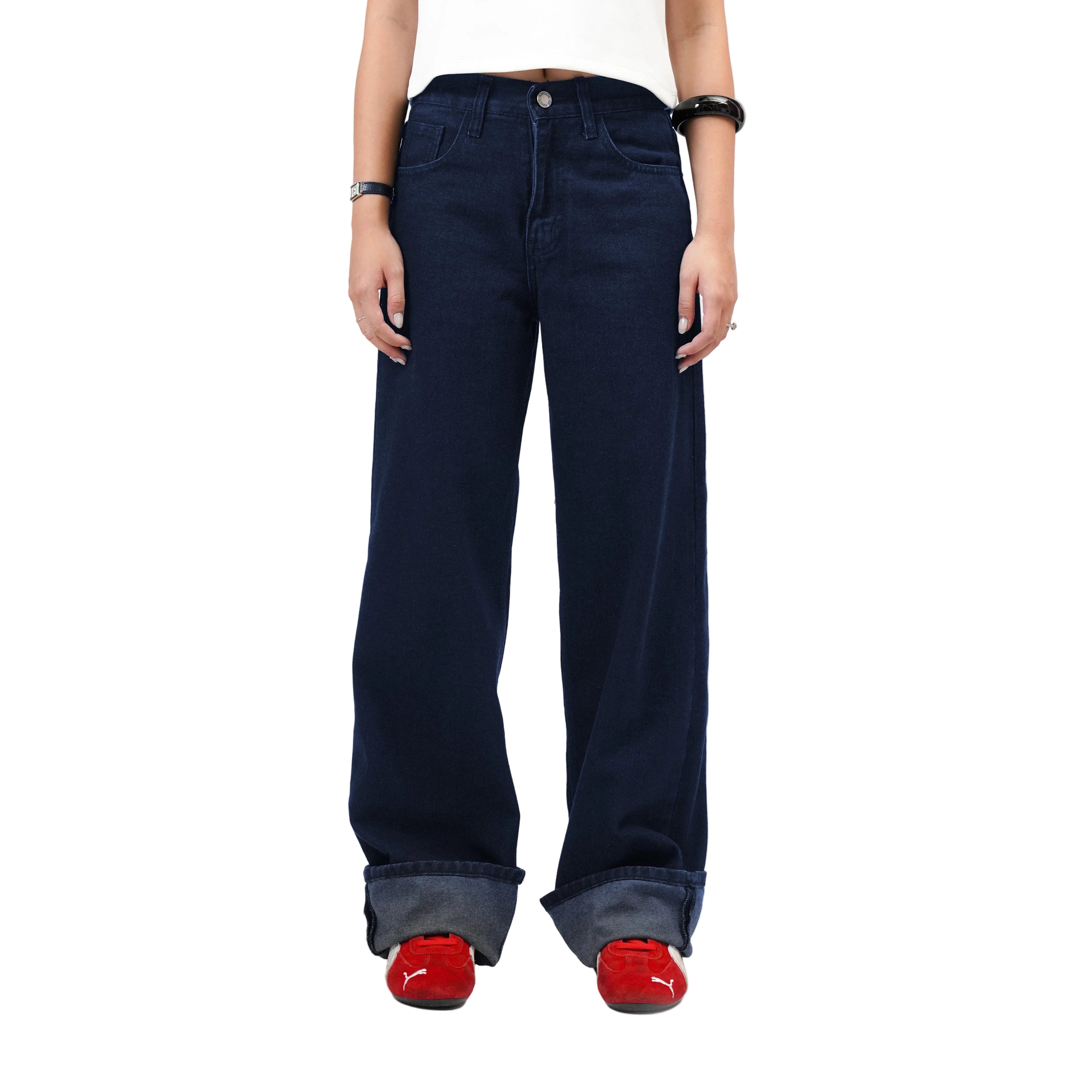 Wide Leg  Blue Jeans - Basica Women