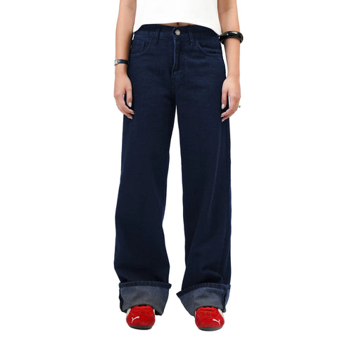 Wide Leg  Blue Jeans - Basica Women