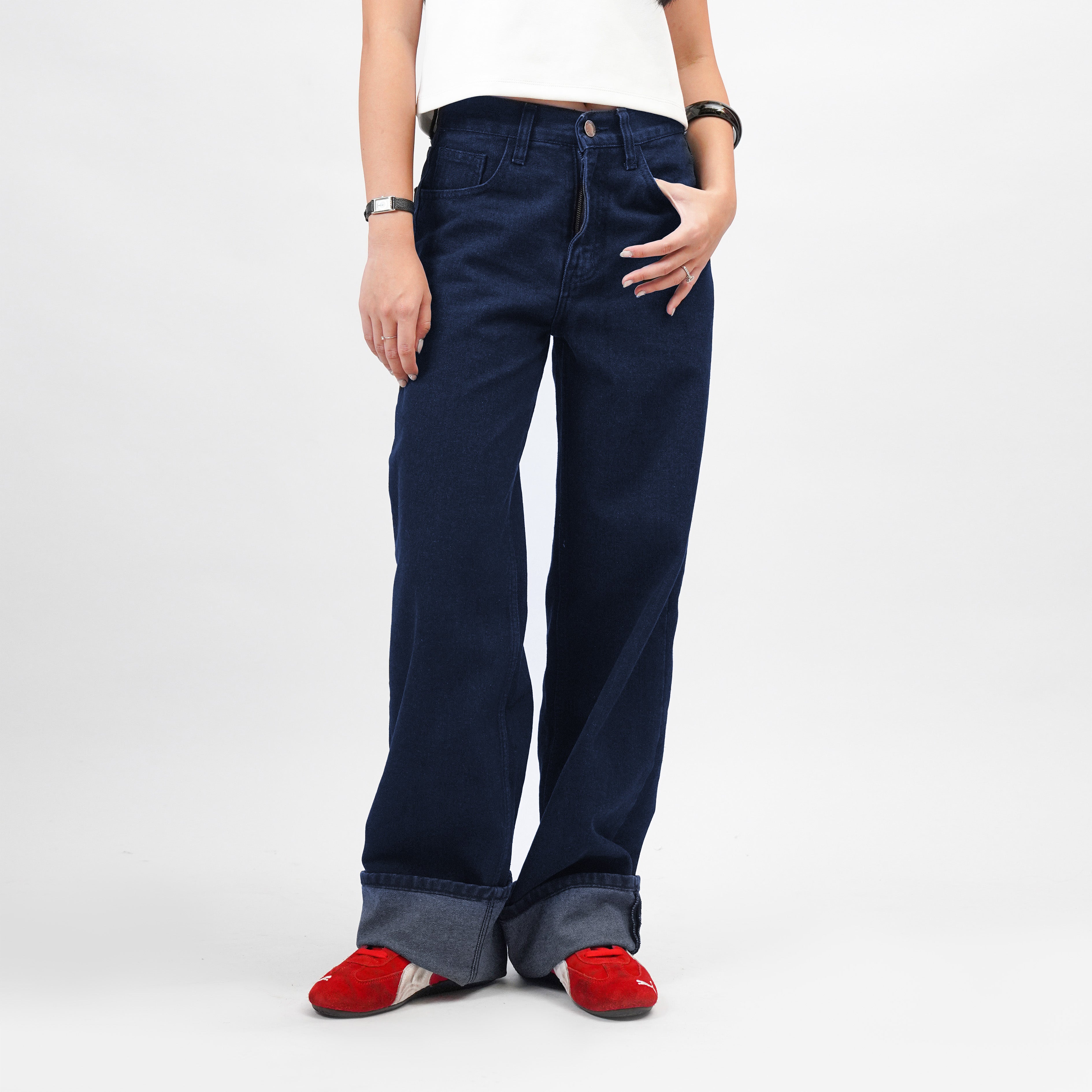 Wide Leg  Blue Jeans - Basica Women