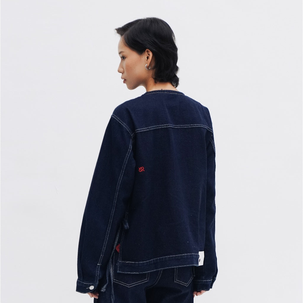 Nina Uncollar Jacket - Blue or Love Collection