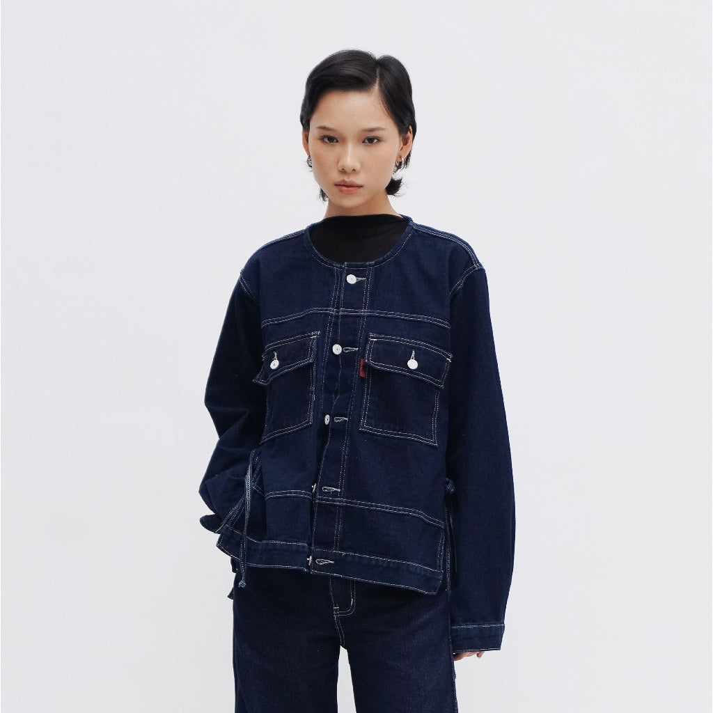 Nina Uncollar Jacket - Blue or Love Collection