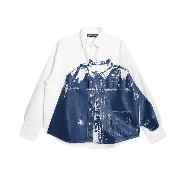 Chasm Denim Oxford Shirt Print - Shirt Long Sleeve