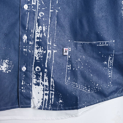 Chasm Denim Oxford Shirt Print - Shirt Long Sleeve