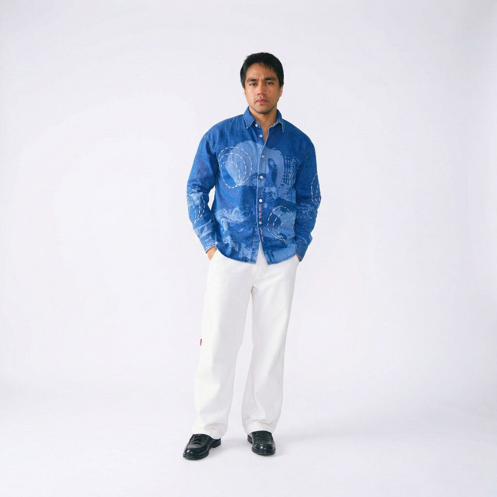 Arise Laser Embro - Kemeja Wash Denim