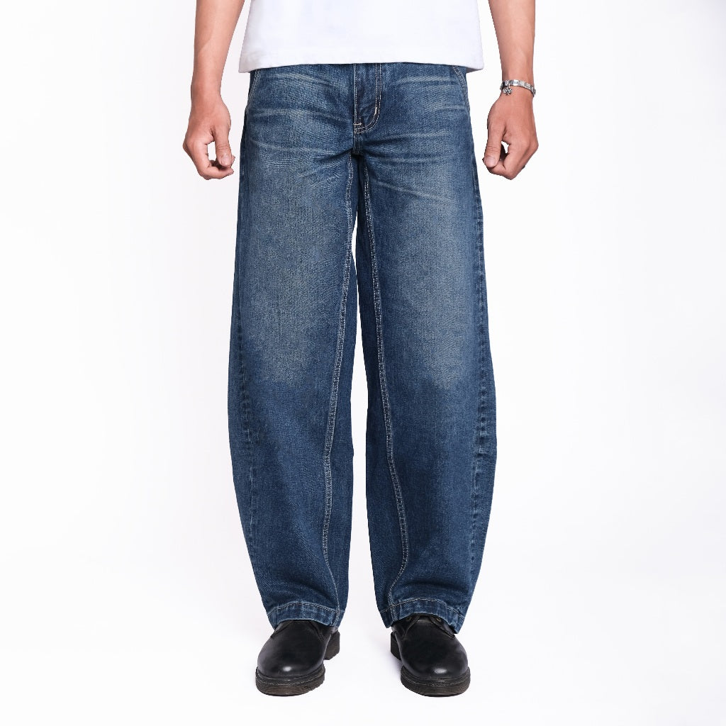 Amomento Barrel Blue Faded Wash - Celana Jeans Barrel