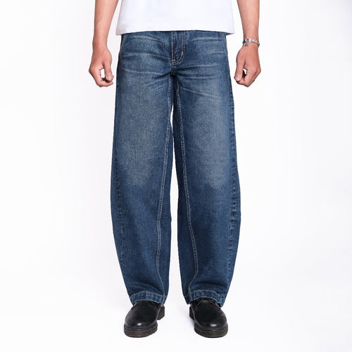 Amomento Barrel Blue Faded Wash - Celana Jeans Barrel