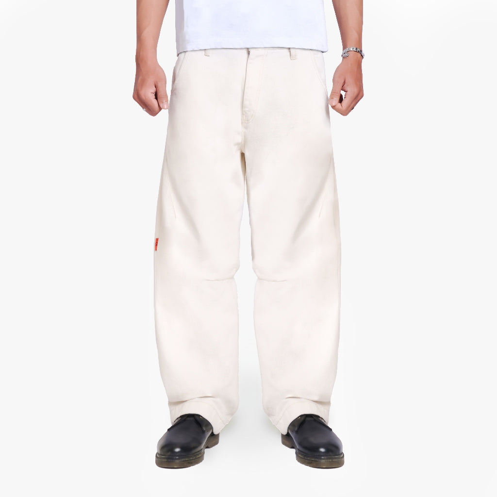 Arise Baggy Cream - Celana Panjang Baggy Jeans Denim