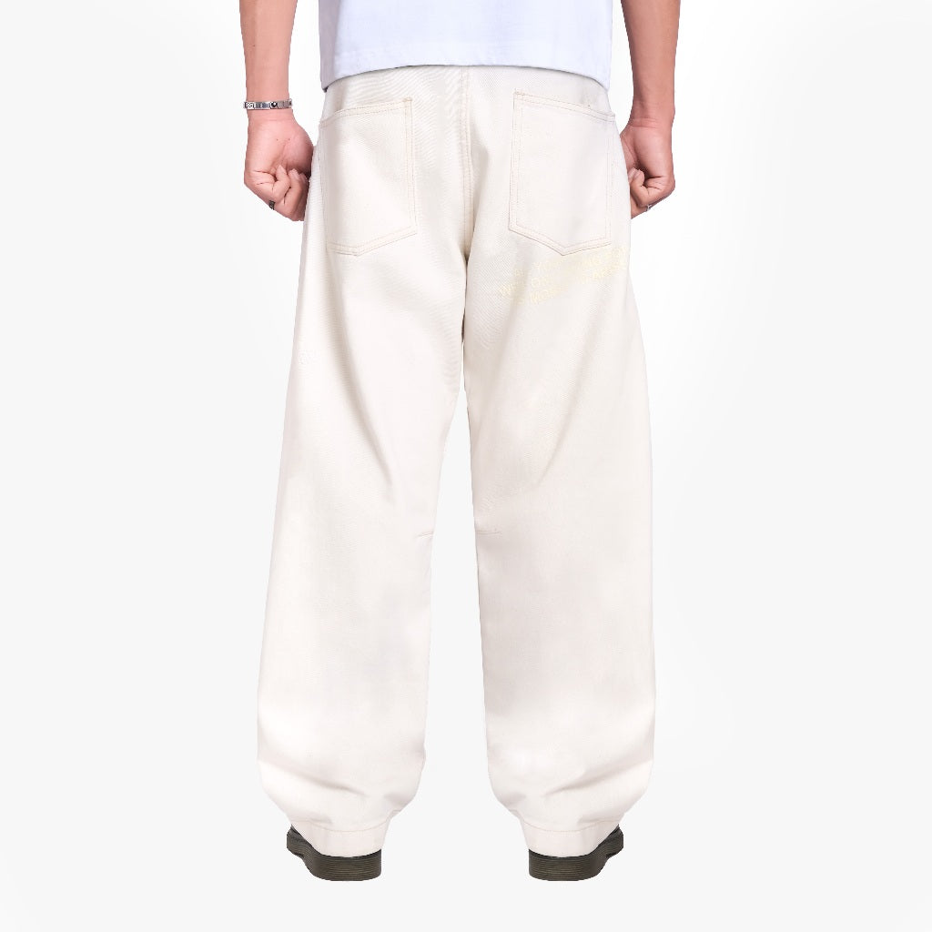 Arise Baggy Cream - Celana Panjang Baggy Jeans Denim